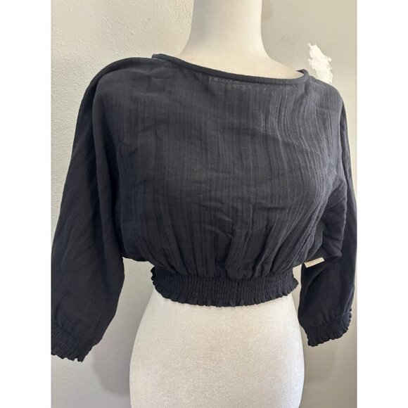 Sea Level Swim Australia Sunset Crop Blouse Gauzy Size XS Black - Picture 4 of 14